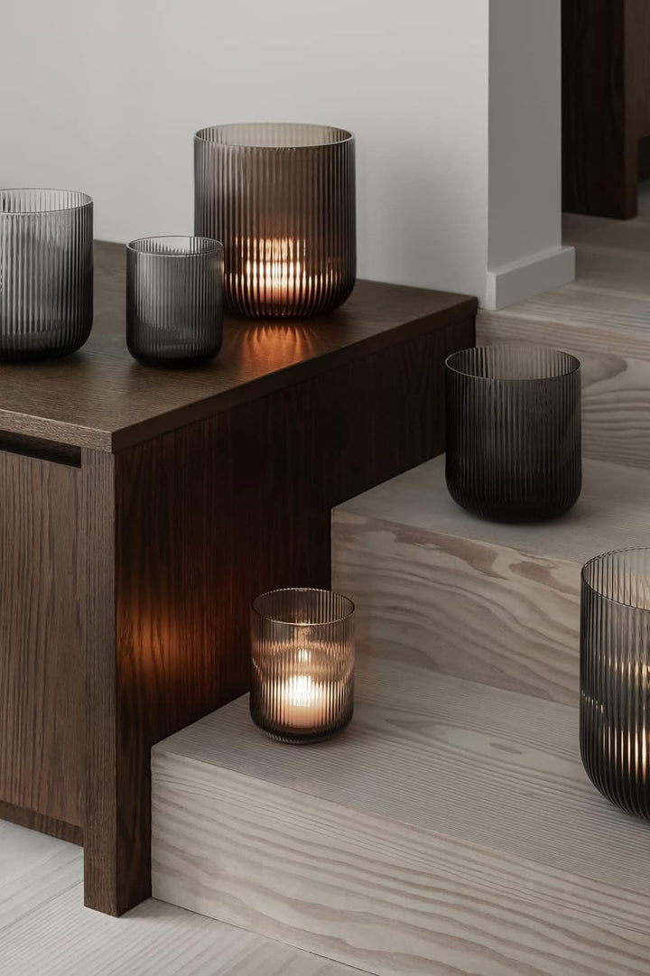blomus -VEN- Windlicht Size L, sanfter Grauton, eleganter Blickfang als Windlicht oder Vase, Farbe S