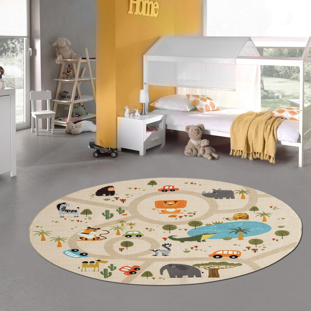 Teppich-Traum Kinderteppich Kinderzimmer Teppich Spielteppich Spielmatte Safari Strassenteppich ruts