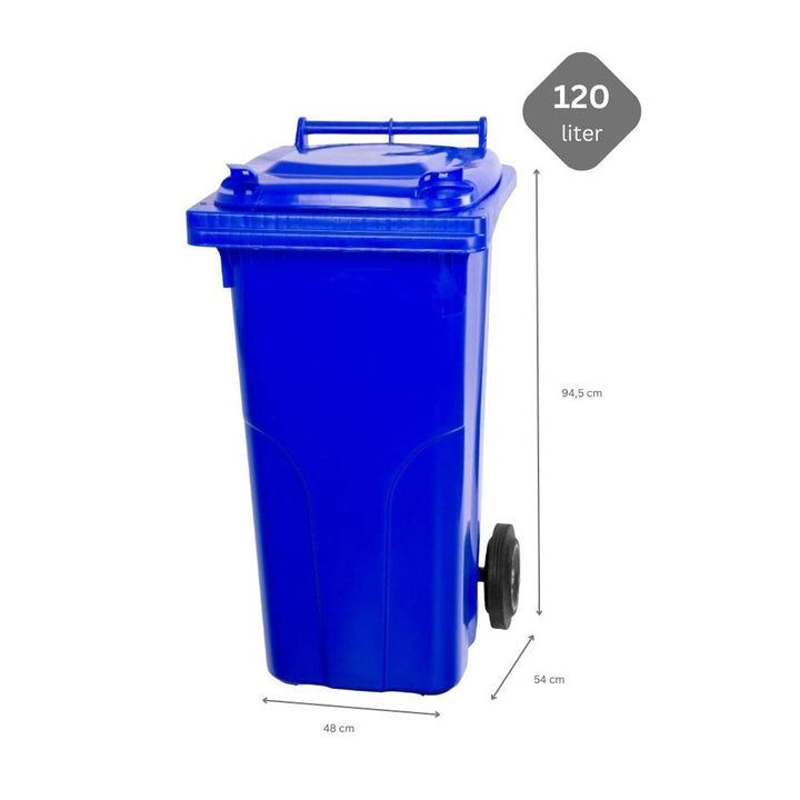 PROREGAL 2-Rad-Mülltonne MGB | HDPE-Kunststoff | HxBxT 94,5x48x54cm | Fassungsvermögen 120 Liter | B