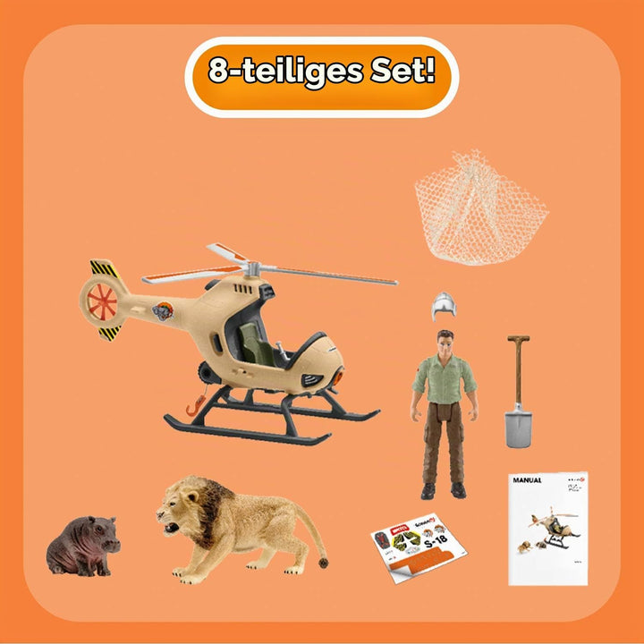 schleich 42476 Helikopter Tierrettung, für Kinder ab 3+ Jahren, WILD LIFE - Spielset neue Verpackung