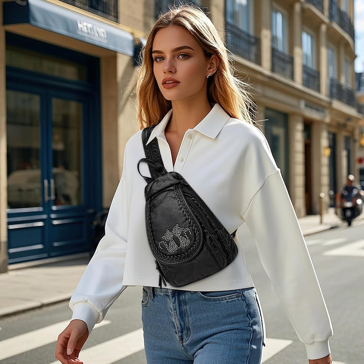 DIRRONA Rucksack Damen Beiläufig Kleine Brusttasche für Damen Multifunktionale Reise Wasserdicht Sch