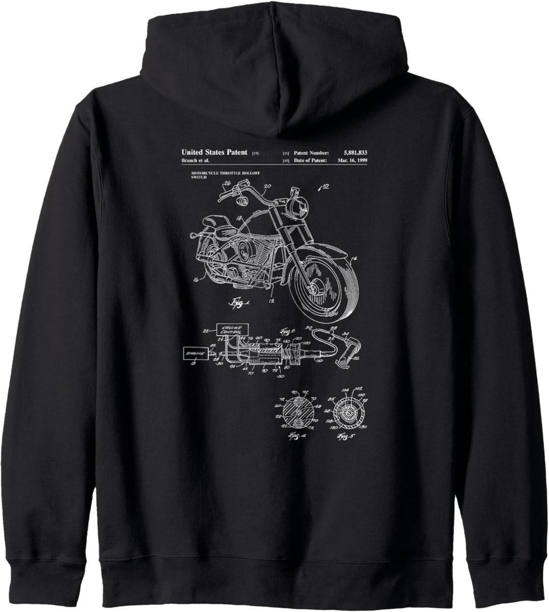 Classic Vintage Patent Print 1999 Motorcycle Kapuzenjacke