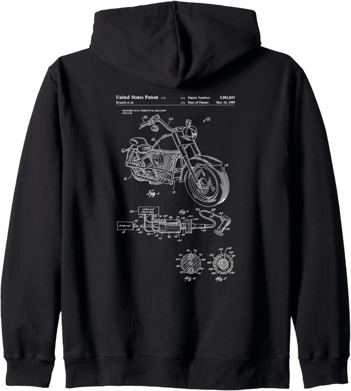 Classic Vintage Patent Print 1999 Motorcycle Kapuzenjacke
