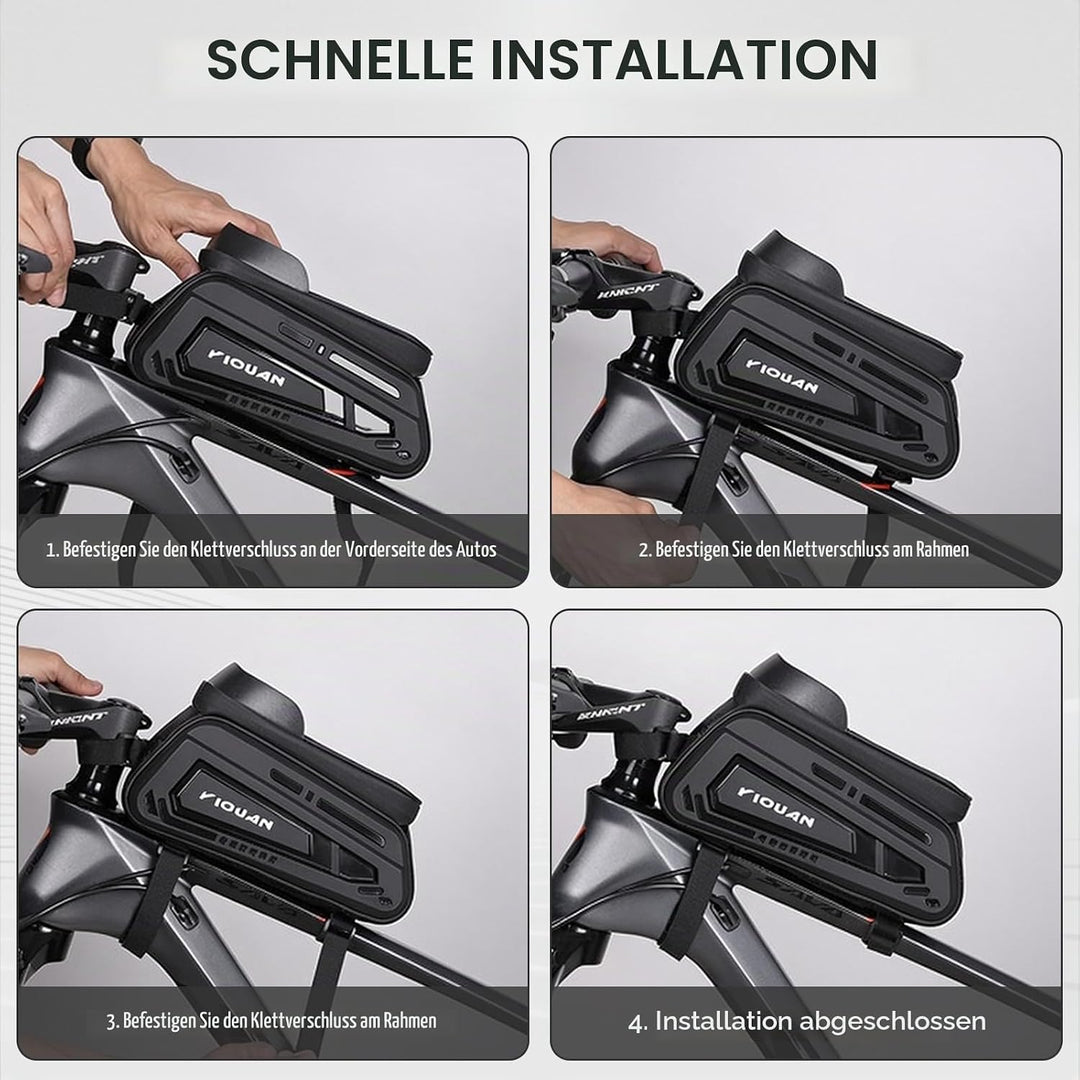 Fahrradtasche Rahmen, Wasserdicht Handytasche Fahrrad, Handy Oberrohrtasche mit TPU Sensitivem Touch