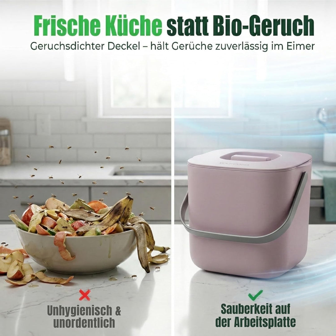 YourCasa Biomülleimer Küche 7L - Komposteimer mit herausnehmbarem Sieb & Deckel - geruchsdicht, spül