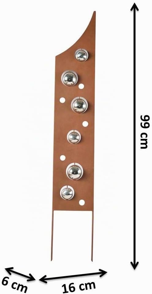 Kobolo Gartenstecker Dekostecker Rusty Bubbles in Rostoptik mit Edelstahlkugeln