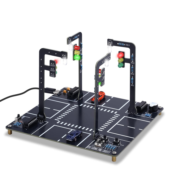Verkehrsampel DIY Löt Bausatz, ElektoLoter LED Ampelanlage Lötprojekte mit Sound, STEM Ampel Elektro