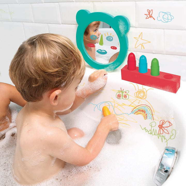 LUDI - Aquacolor Geschenkset – Bad-Malset – 4 radierbare Stifte + 1 weicher Spiegel – ab 10 Monaten