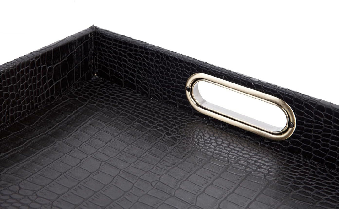 SIGNATURE HOME COLLECTION Tablett, Lederimitat, Schwarz