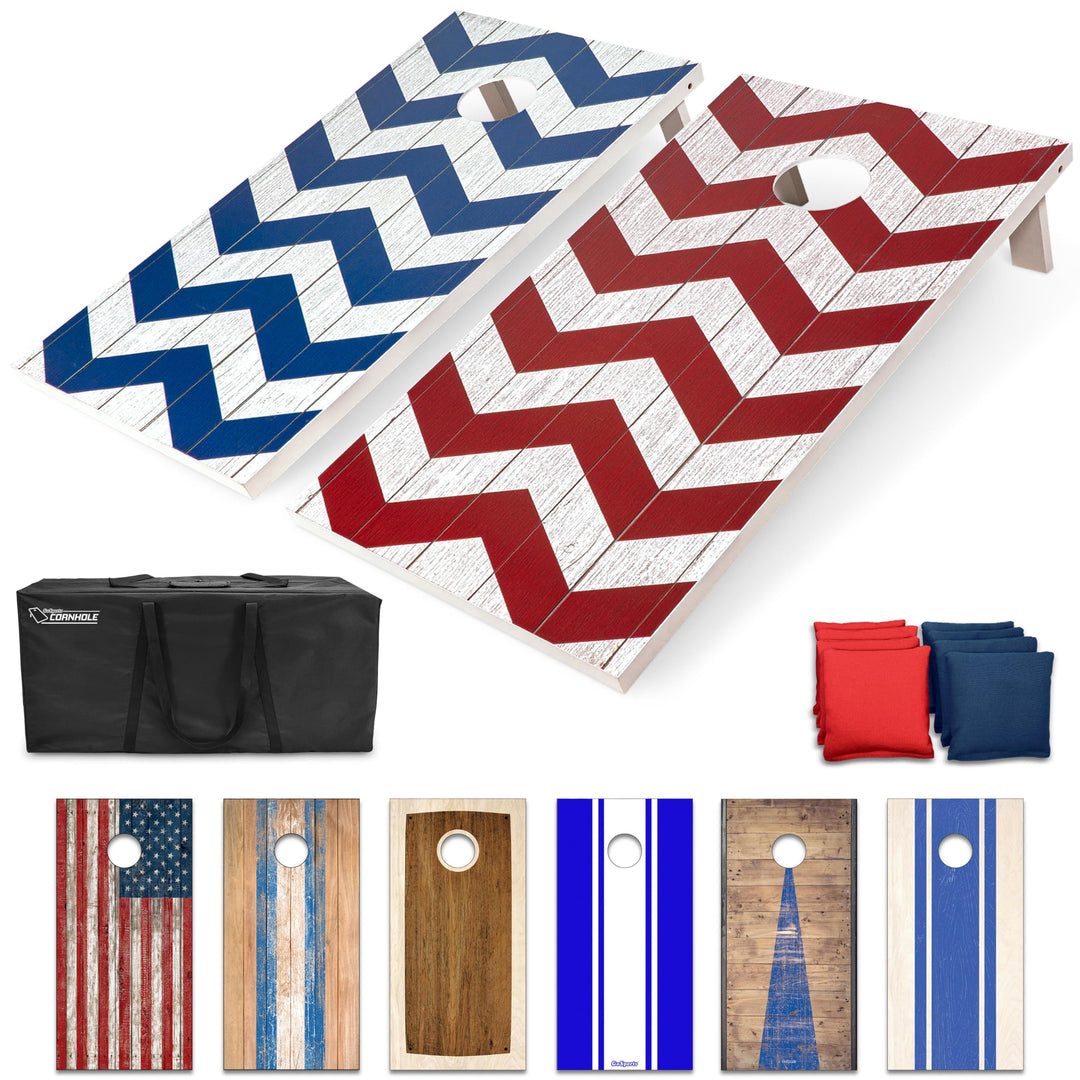 GoSports Classic Cornhole Set - Enthält 8 Sitzsäcke, Reisetasche und Spielregeln (Stilwahl) 120 x 60