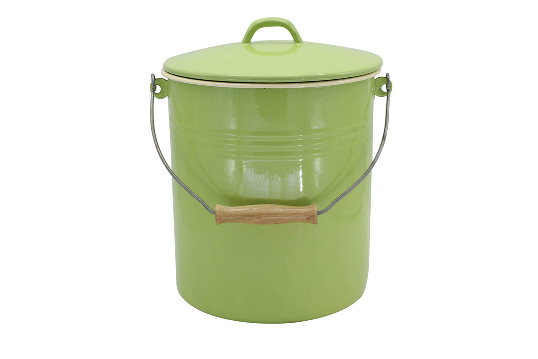 Mülleimer Juist mit Deckel emailliert, grün, 10 Liter 10 Liter Grün, 10 Liter Grün