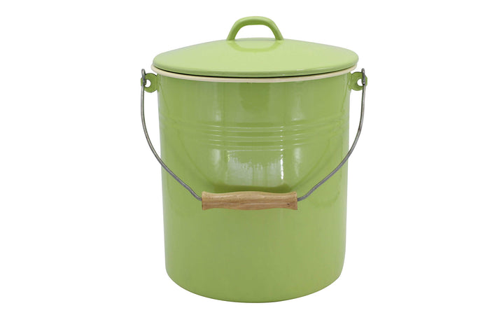 Mülleimer Juist mit Deckel emailliert, grün, 10 Liter 10 Liter Grün, 10 Liter Grün