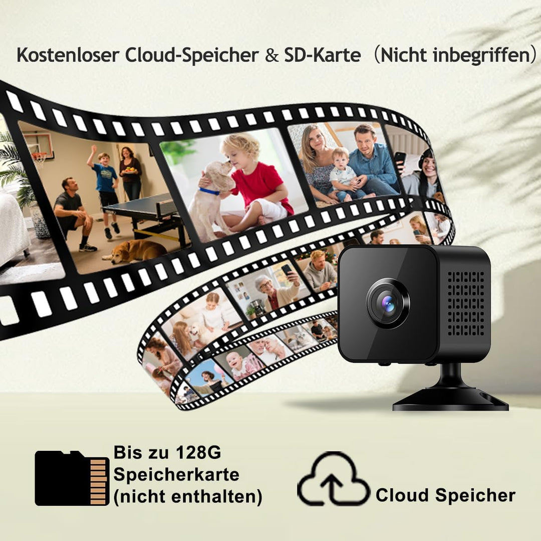 4K Mini Kamera, WLAN Überwachungskamera Innen Für Live Übertragung Handy APP, Indoor Hundekamera Min