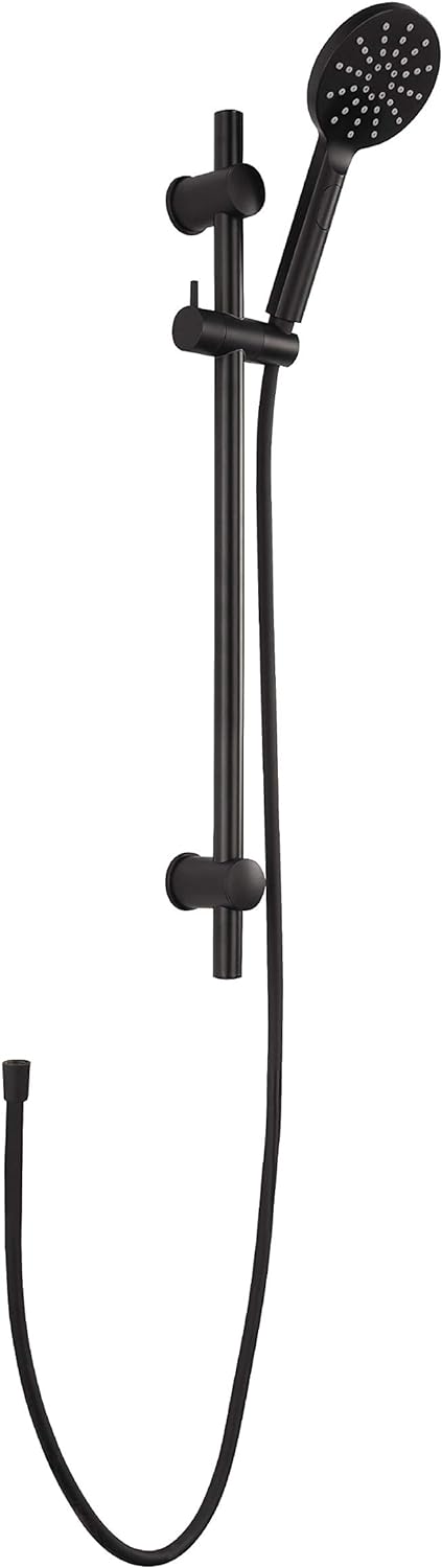 aquaSu® Duschset Acana | schwarz | Duschkopf: 3 Strahlarten, Strahlartenwechsel per Knopf & 12 cm Sp