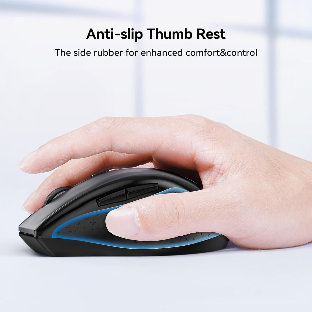 TECKNET Silent Maus Kabellose, 4800DPI 2.4GHz Leise Funkmaus mit Nano Empfänger, Side Control, Ohne