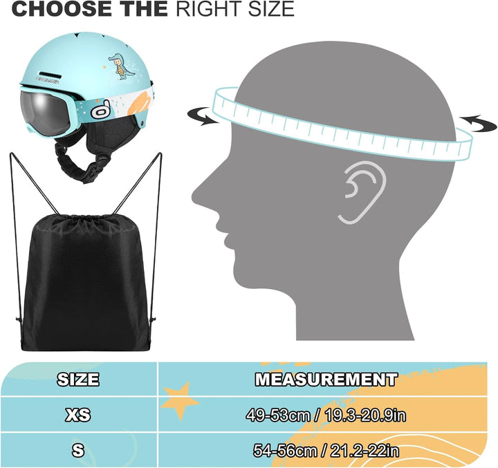 Odoland Kinder Skihelm und Skibrille Set, Snowboardhelm für Jungen und Mädchen, Verstellbar Schneehe