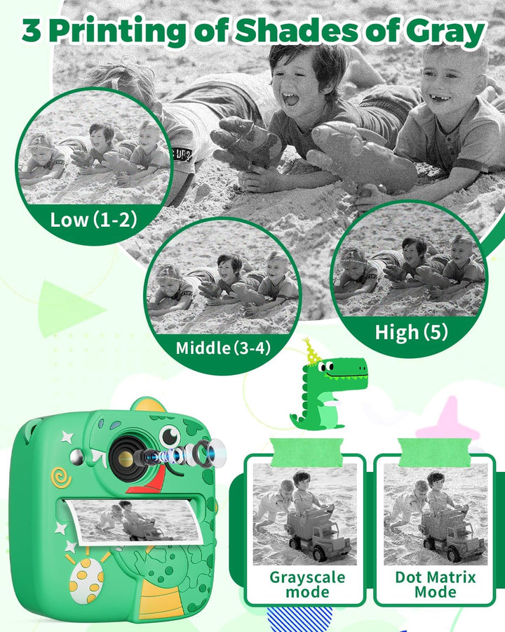 CHRERNA Sofortbildkamera Kinder, Kinderkamera Kompaktkameras Sofortdruck von Fotos, 1080P HD Kamera