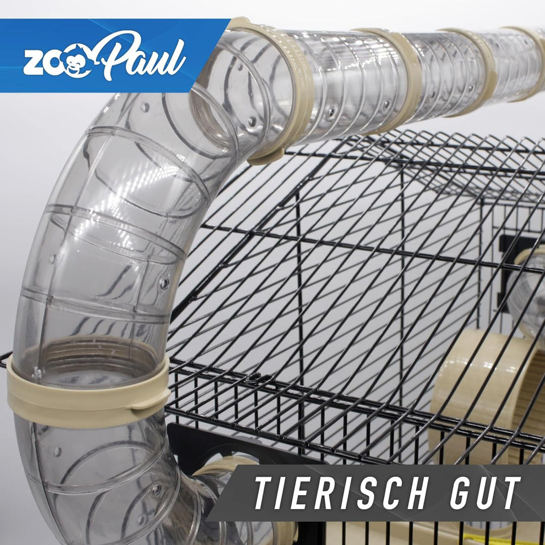 ZooPaul XXL Nagerkäfig Hamsterkäfig schwarz beige Maus Käfig Tunnelsystem Zubehör, schwarz beige