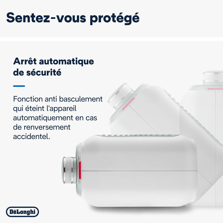 De'Longhi Capsule Desk Keramik-Heizlüfter HFX10B03.GR, leiser Mini-Schnellheizer, ausrichtbarem Gitt