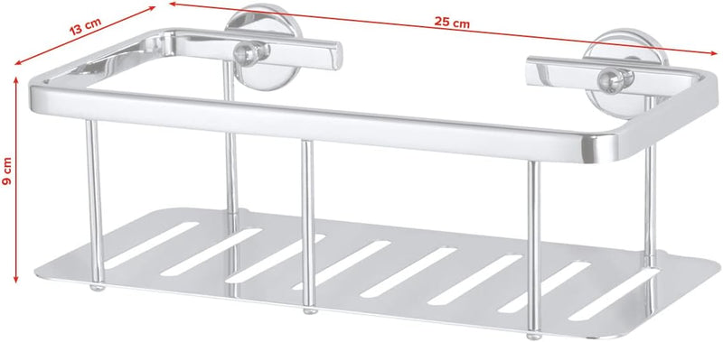 tesa ALUXX Duschablage, Aluminium, verchromt, garantiert rostfrei, inkl. Klebelösung, tiefer Boden,