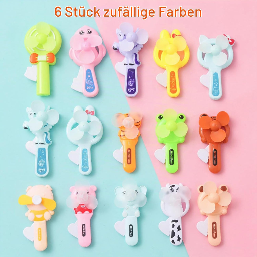 Mini-Handventilator, tragbar, Cartoon, für Büro, Tisch, Kinderzimmer und Freiheit, 6 Stück