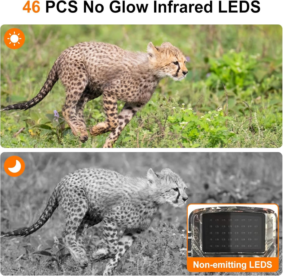 4K Video Wildtierkamera, 60MP Full HD WLAN Wildkamera, Bewegungssensor, Nachtsicht, 0,8s Auslösezeit