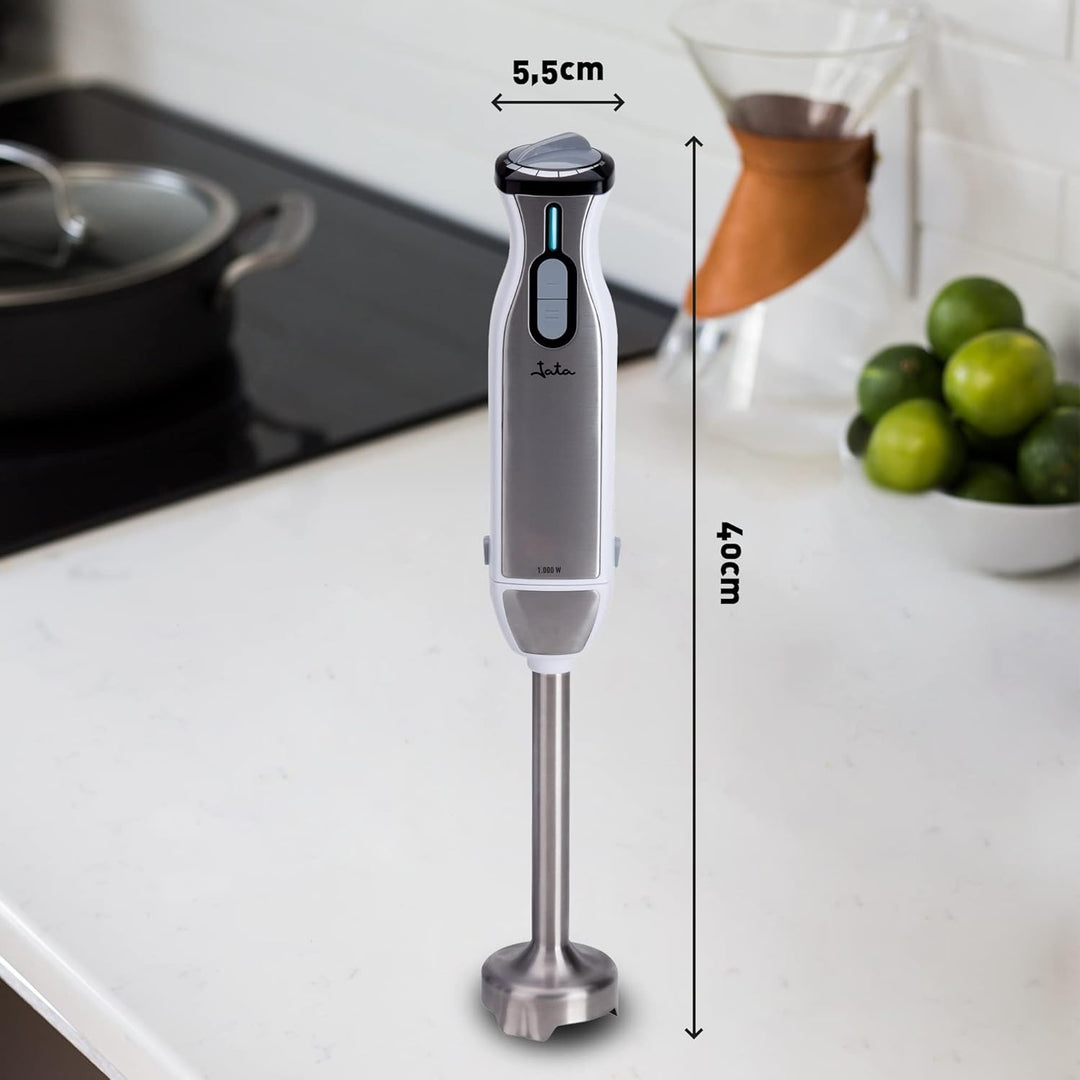 Jata BT199 Stabmixer 1000 W, inklusive Zubehör inkl. Messbecher 600 ml, Doppelklinge aus Titan, elek