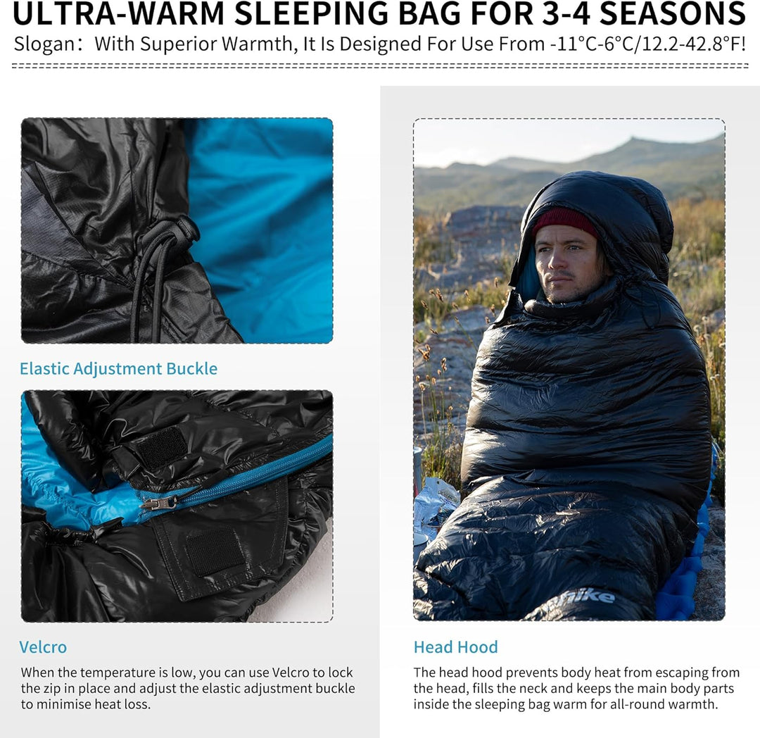 Naturehike CW-Serie RDS Daunenschlafsack,Ultraleichte Tragbare Kompackte Daunen Schlafsack 4 Jahresz