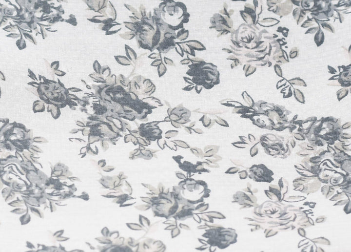 Striessnig Wien – Damen Loop Schaltuch grau, Loopschal zweifarbig mit Blumenmuster, Modetuch, ca. 90