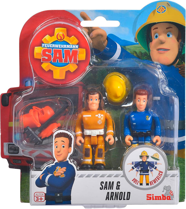 Simba 109251026 - Feuerwehrmann Sam Figuren Doppelpack Serie 2, 4-Sortiert, voll beweglich, 7, 5cm,
