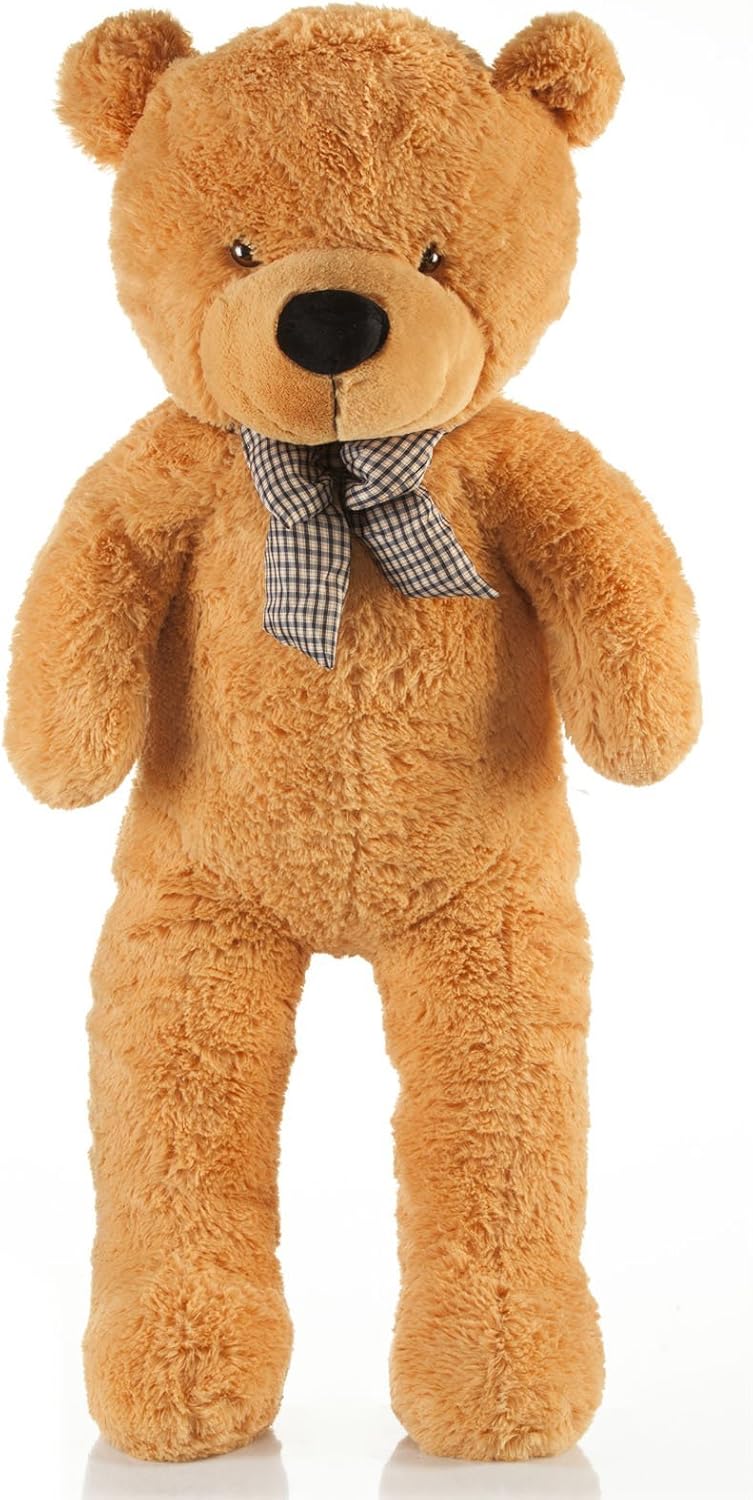 Feluna Riesen Teddybär XXL Kuschelbär 120 cm gross Plüschbär - Original Teddy Bär mit Schleife Hellb