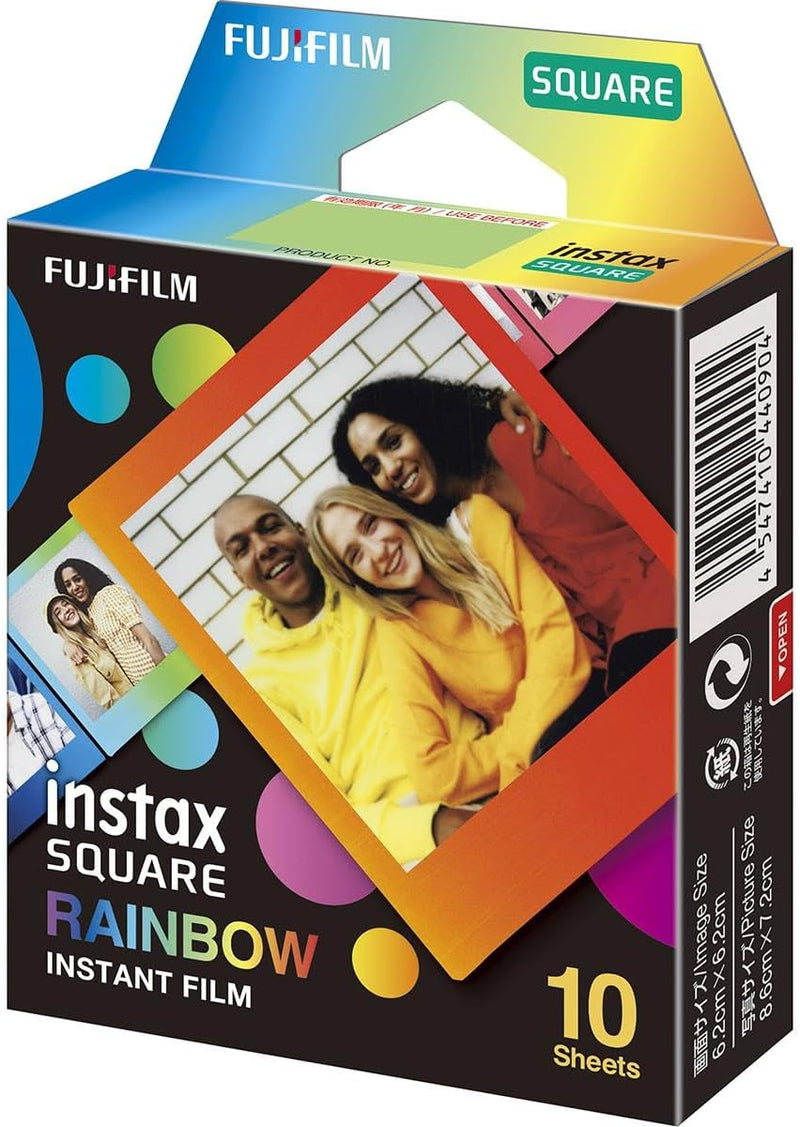 instax SQ1 Kameratasche Gletscherblau & INSTAX Square Sofortbildfilm Rainbow Border, 10er Packung