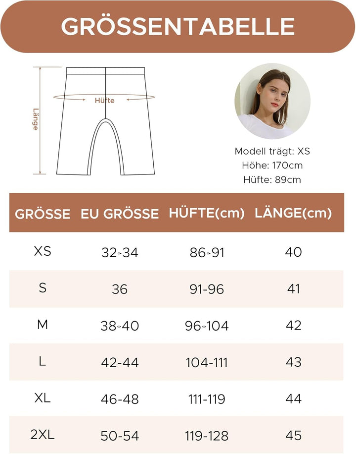 INNERSY Radlerhose Damen Baumwolle Lange Unterhose Anti Scheuern Kurze Hose Unter Kleid 3er Pack, Be