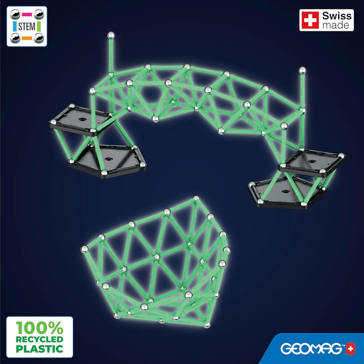 GEOMAG - GLOW - 142 Teile - Magnetisches Konstruktionsspielzeug für Kinder ab 3 Jahren - 100% recyce
