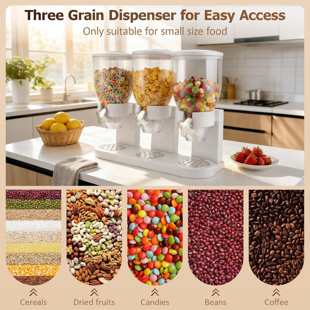 Müslispender & Snack-Dispenser mit 3 Kammern, 6L Gesamtvolumen - Rotierender Getreidebehälter für Co