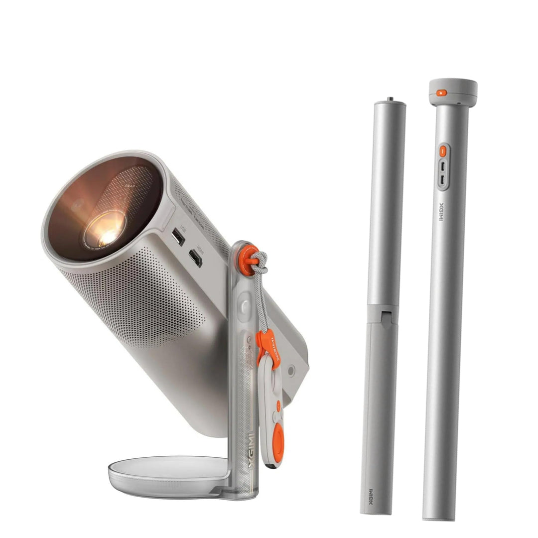 XGIMI MoGo 4 Laser Mini Beamer Set mit Akku – Smart Outdoor Heimkino mit PowerBase-Ständer, 5h Laufz