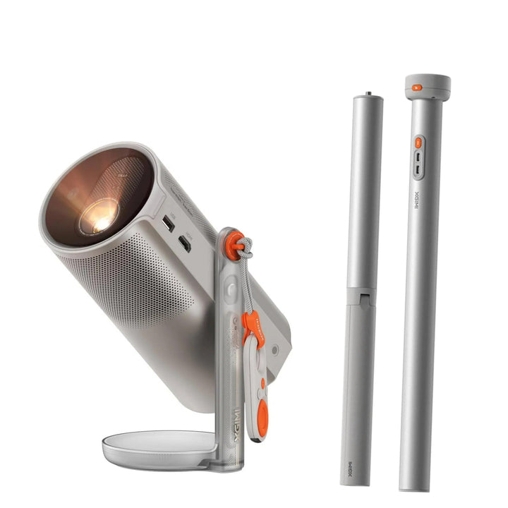 XGIMI MoGo 4 Laser Mini Beamer Set mit Akku – Smart Outdoor Heimkino mit PowerBase-Ständer, 5h Laufz