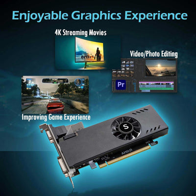 SAPLOS Radeon RX 550 Low Profile Grafikkarte, 4GB GDDR5 128-bit, VGA DVI-D HDMI, 4K Anzeige, PC Vide