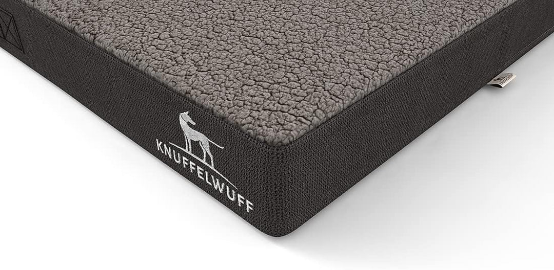 Knuffelwuff orthopädische Hundematte Ellenie aus Teddymaterial und Velours 100 x 65cm Grau, 100 x 65