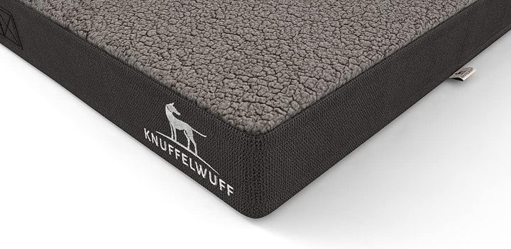 Knuffelwuff orthopädische Hundematte Ellenie aus Teddymaterial und Velours 100 x 65cm Grau, 100 x 65