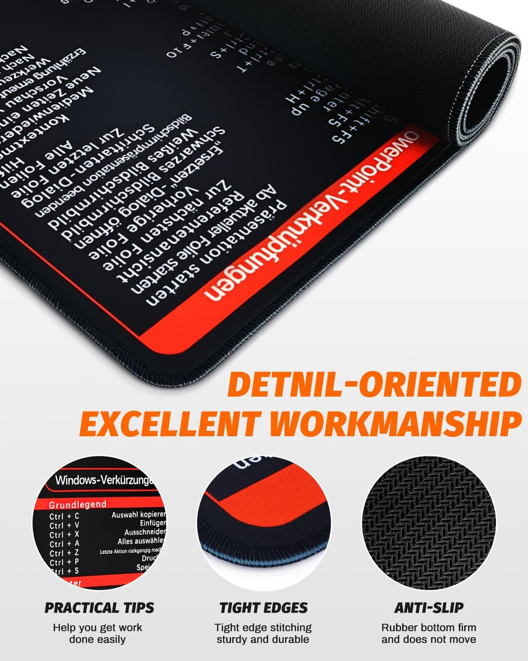 80x30cm Excel Pad Deutsch & Excel Mauspad Deutsch – Schreibtischunterlage für Home Office, Büro & Le