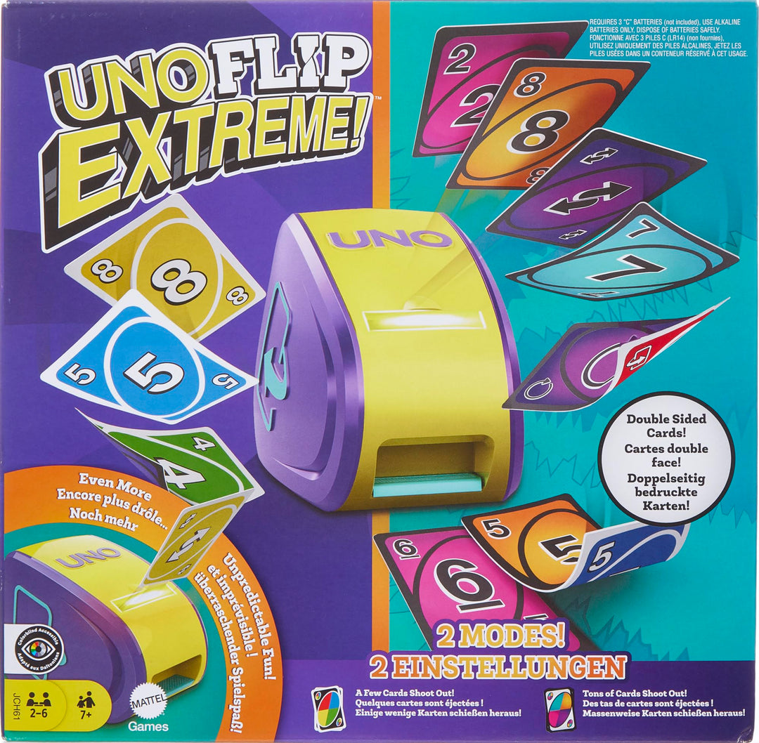 Mattel Games - UNO Flip Extreme Kartenspiel für Kinder, Erwachsene und die Familie, kombiniert UNO F