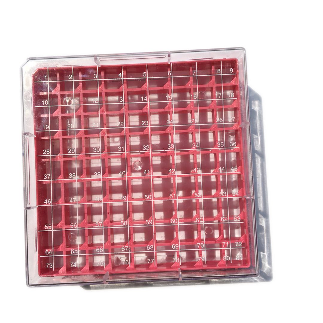 CryoBox Phiole-Regal aus Polycarbonat, 9 x 9 Array, 81 Platz (blau/grün/rot/gelb), 4 Stück Blue/Gree
