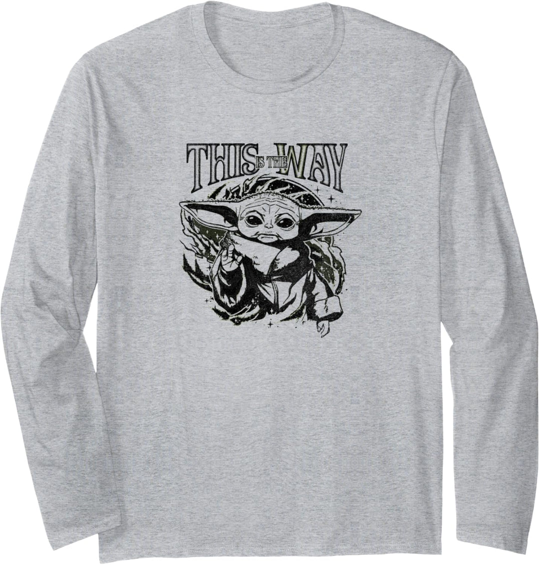 Star Wars Grogu Black & White Swirl This Is The Way Langarmshirt