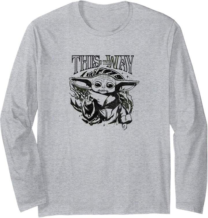 Star Wars Grogu Black & White Swirl This Is The Way Langarmshirt