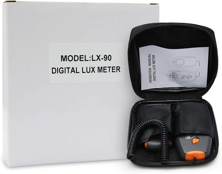 Digitale Luxmeter Lichtmessung Beleuchtungsmessgerät LX-90 Lichtmesser mit LCD-Display, Bereich 0-10