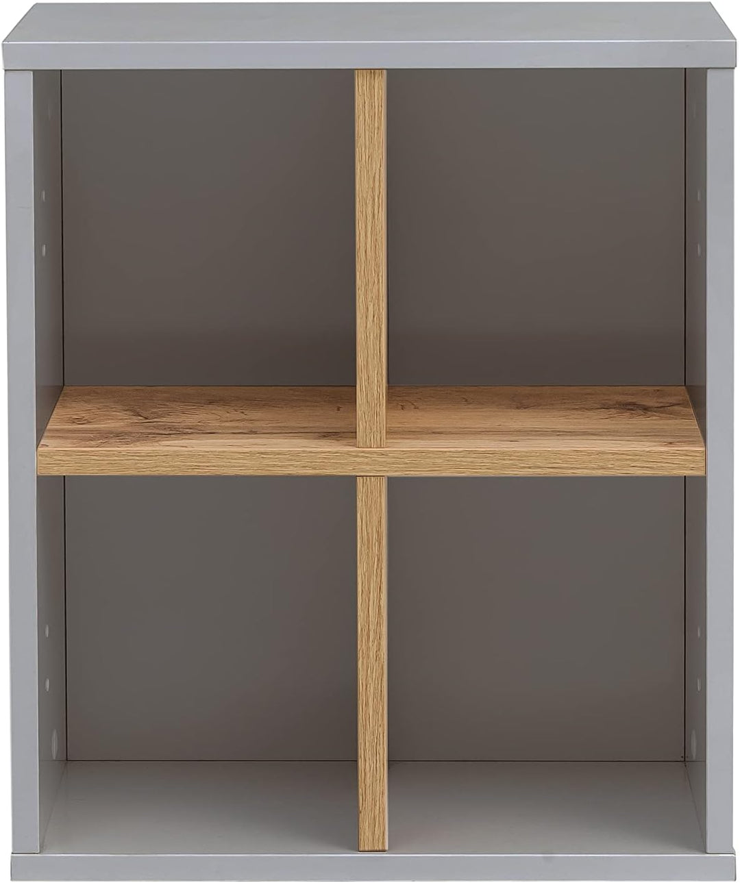 Schildmeyer Padua Wandregal 148836, Platingrau/Eiche Landhaus Dekor, 40,5 x 20,5 x 48,3 cm (B/T/H),