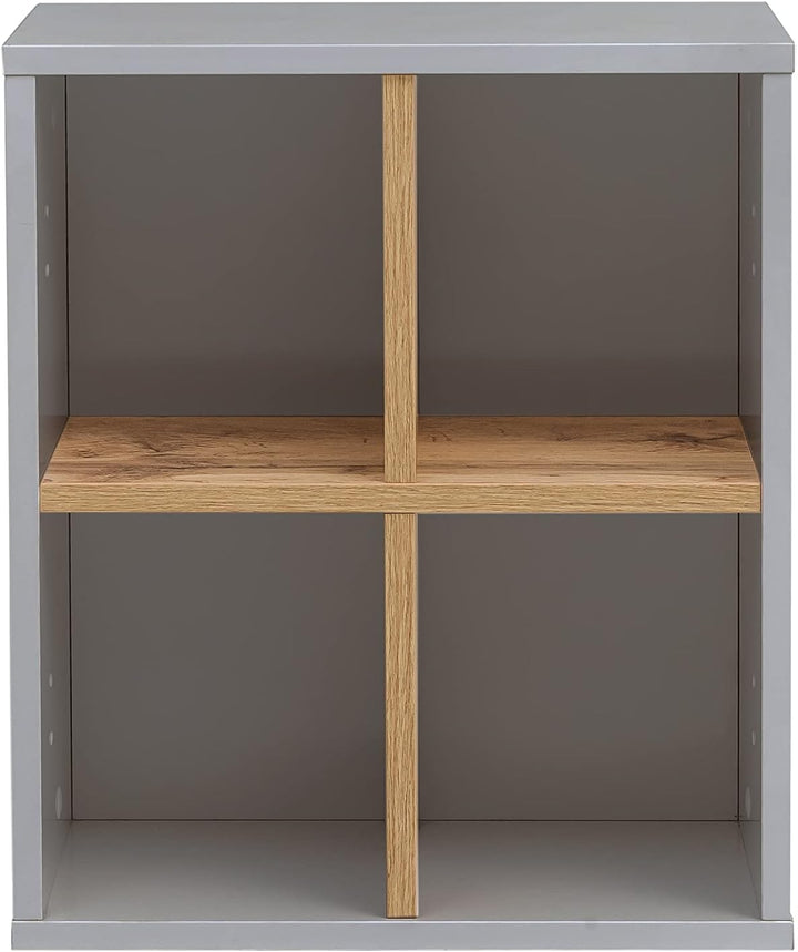 Schildmeyer Padua Wandregal 148836, Platingrau/Eiche Landhaus Dekor, 40,5 x 20,5 x 48,3 cm (B/T/H),