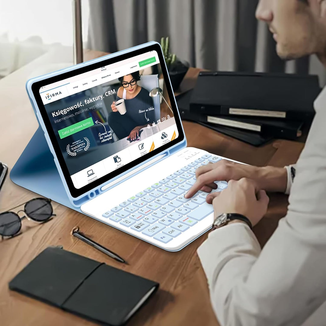 Tastaturhülle für Samsung Galaxy Tab S6 Lite 10,4 Zoll 2024/2022/2020, französisches AZERTY, magneti