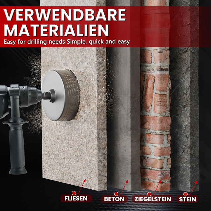 CSOOM 82 mm Beton-lochsäge mit 110 mm SDS-Plus verlängerung, Lochsägen-Set für Beton, Hohl-Bohrkrone